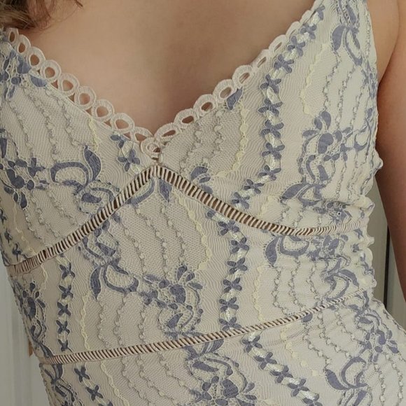 NWT Cream Lace Dress with Lavander Floral details - Picture 10 of 10